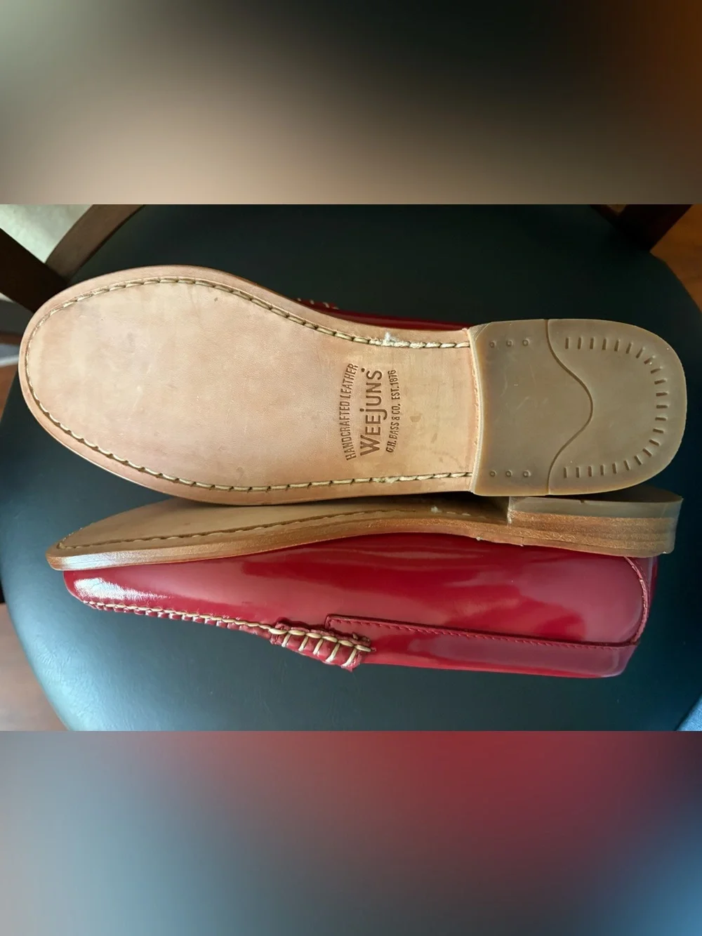 G.H. Bass & Co. VEEJuns Red Patent Leather Penny Loafers 6.5M